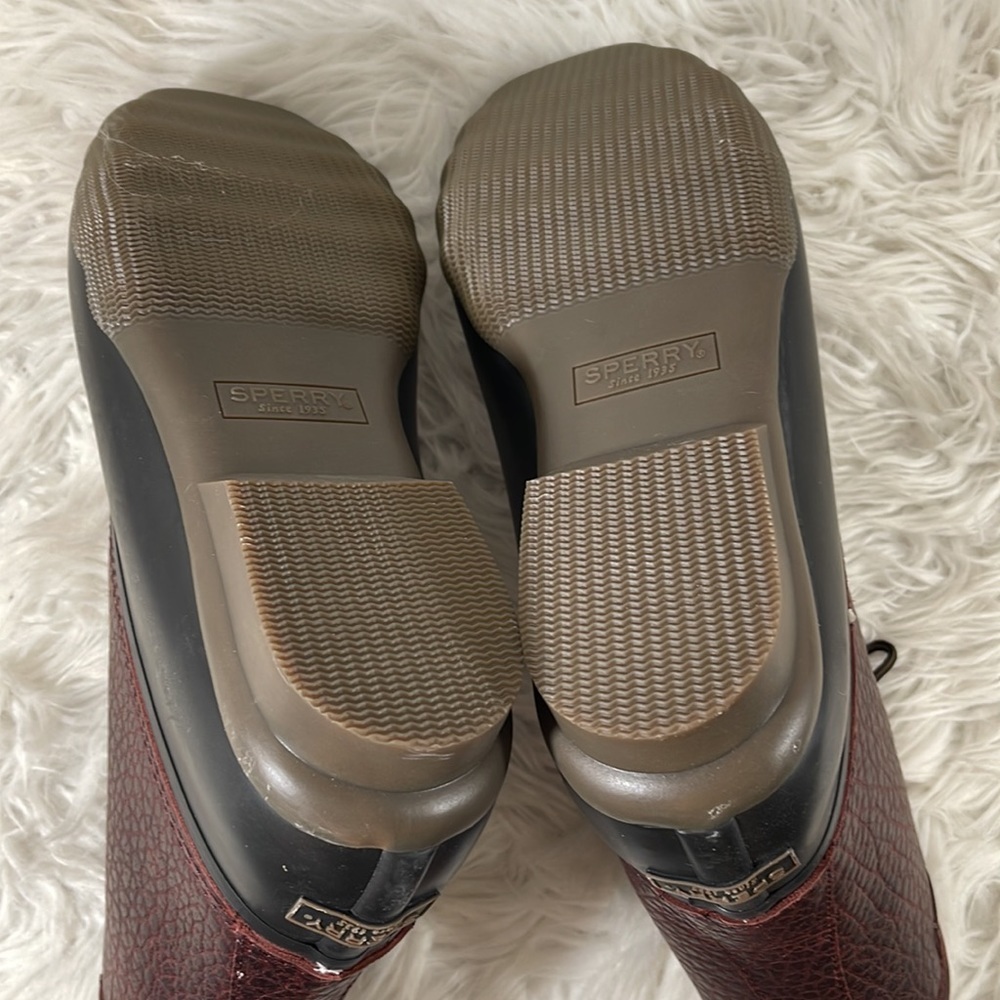 SPERRY MEN'S SALTWATER DUCK BOOT - BLACK/AMARETTO SIZE 13 NEW - Picture 13 of 15